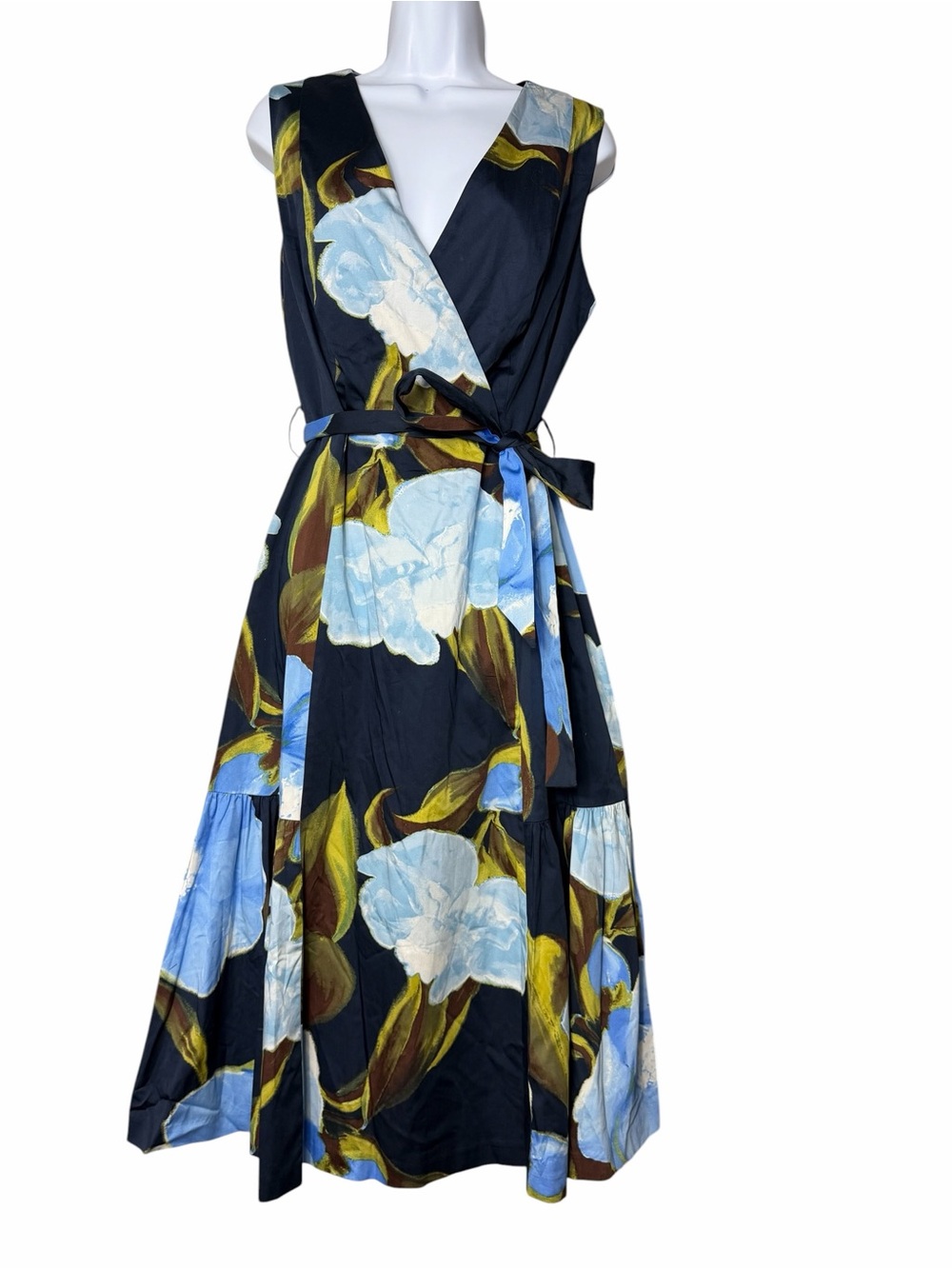 Donna Karan SLEEVELESS WRAP-EFFECT MIDI DRESS Nightfall Size 8 - Picture 2 of 9